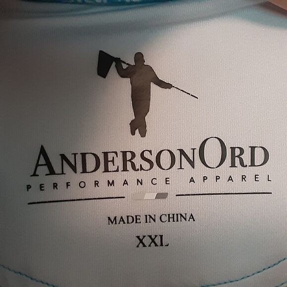AndersonOrd Polo Shirt Mens 2XL Blue Golf Performance Stretch Short Sleeve - Picture 7 of 11